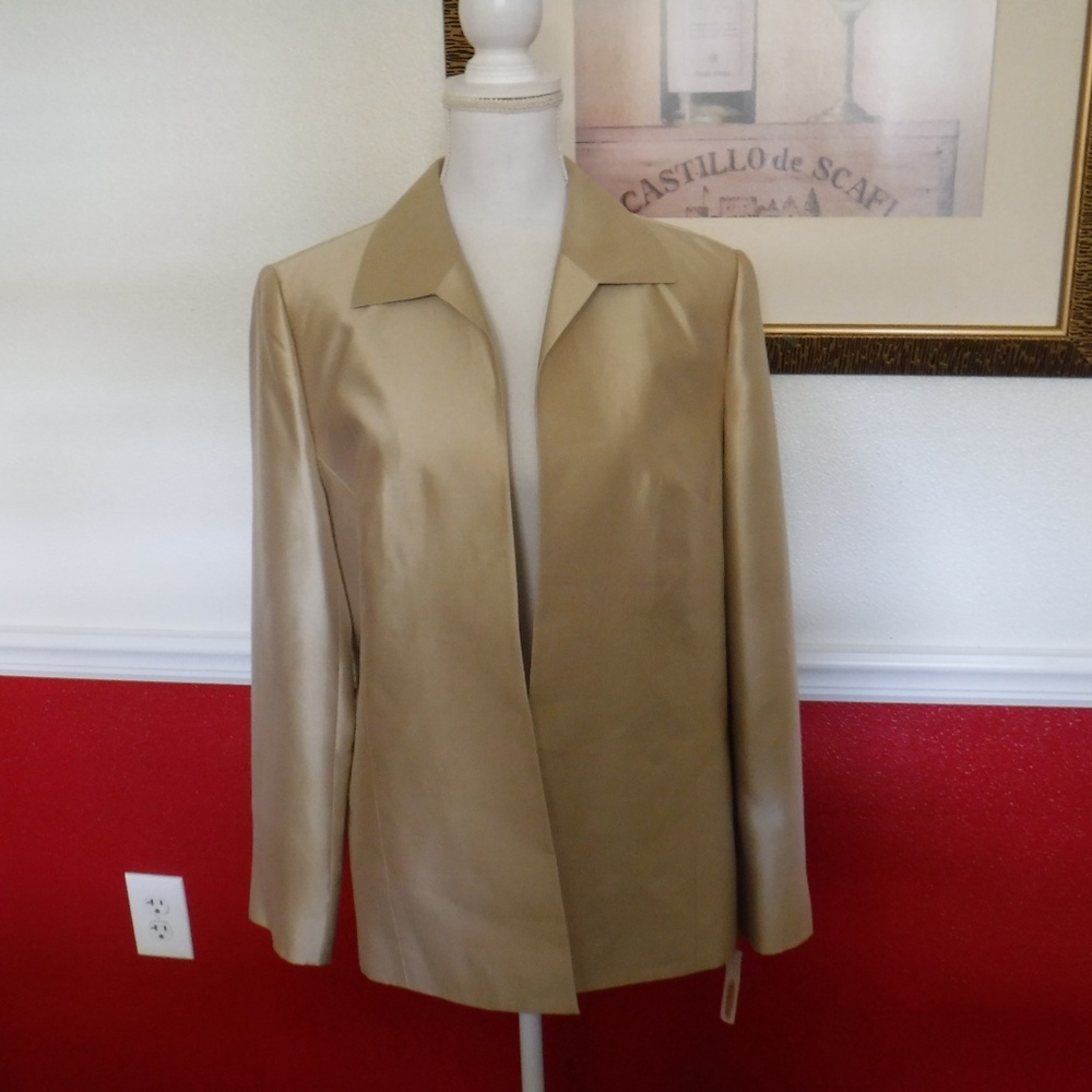 Talbots Jacket 100% Silk Lined Open Front NWT